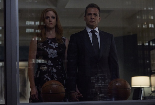 SUITS -- "P.S.L." Episode 610 -- Pictured: (l-r) -- (Photo by: Shane Mahood/USA Network)