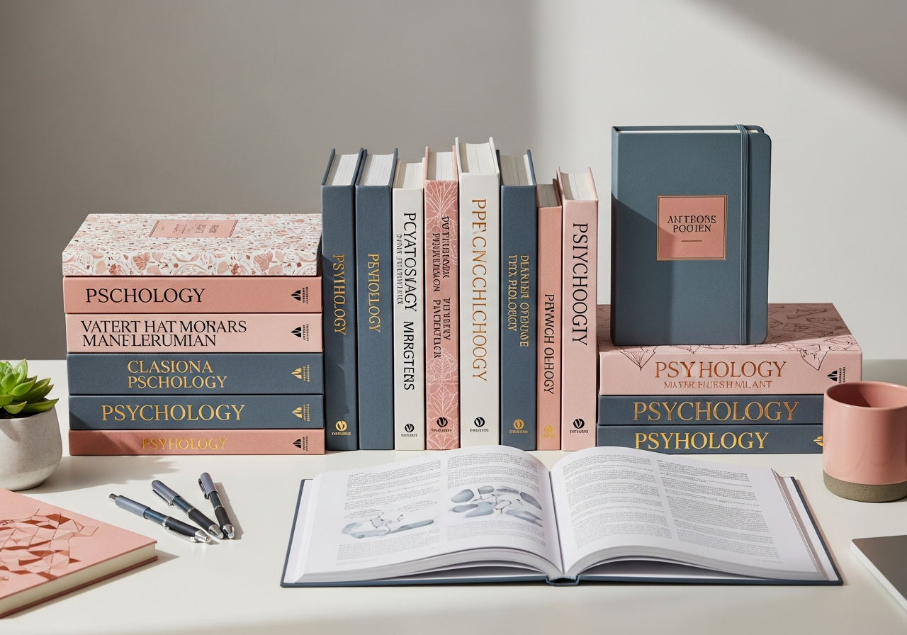 Books and journals representing psychological research
